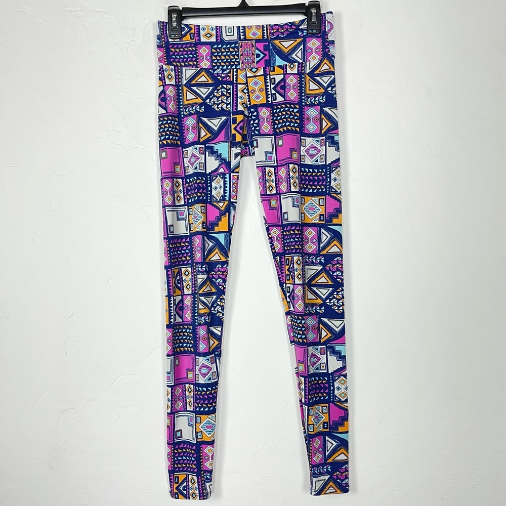 Onzie Leggings Printed‎ Multicolor Spandex Geometric Mid Rise